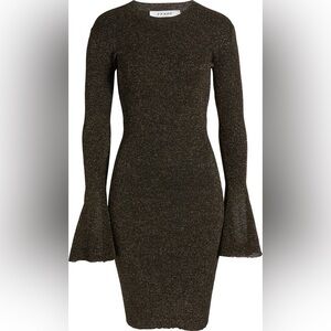 Frame Metallic Rib Knit Long Sleeve Dress